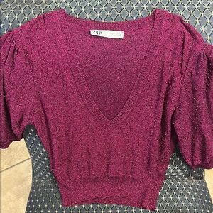 Zara Purple V-Neck Sweater